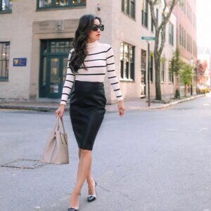 Express Black Vegan Faux Leather Pencil Skirt Size 2